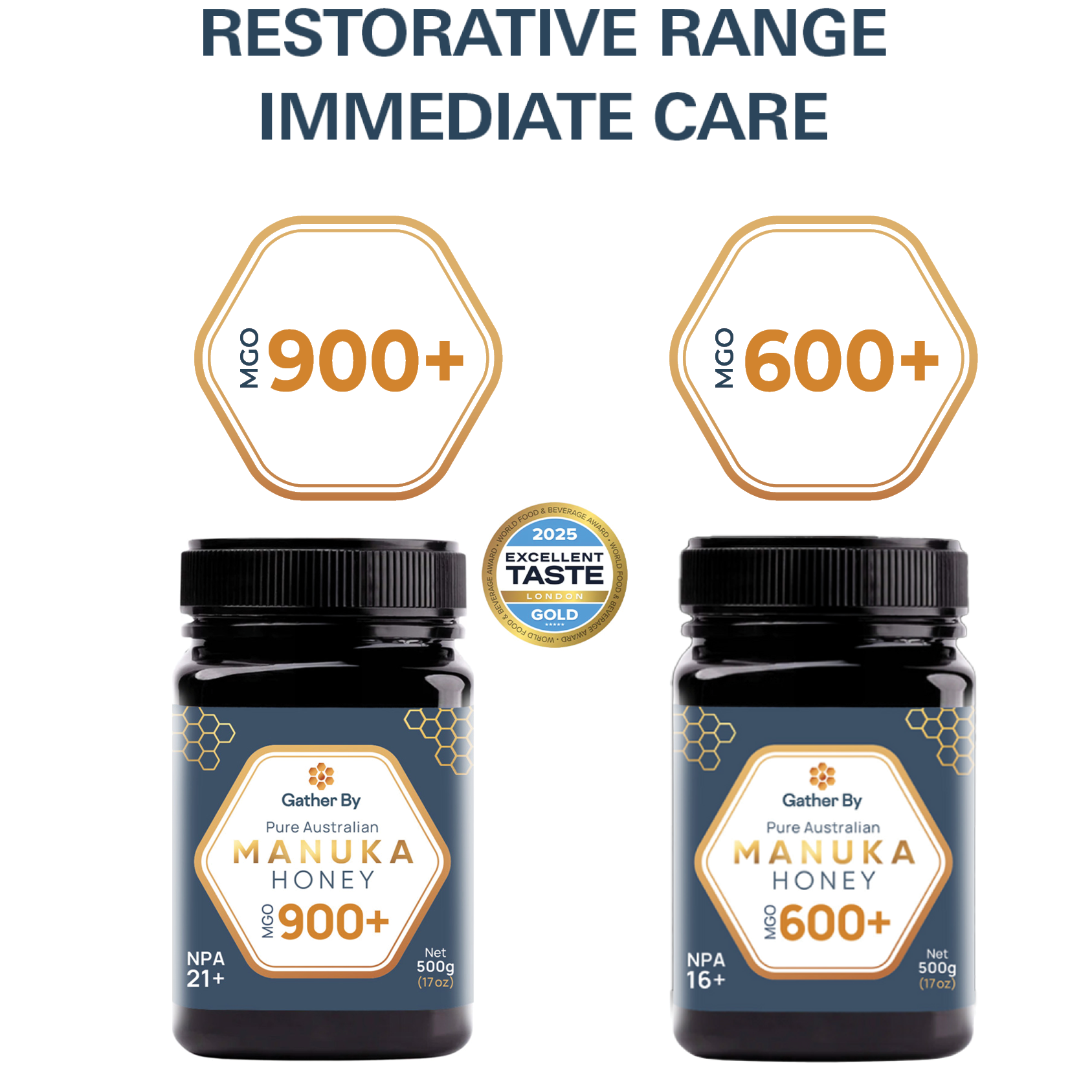 Restorative Range Immediate Care – 2 Pack Manuka Honey MGO 900+ and MGO 600+